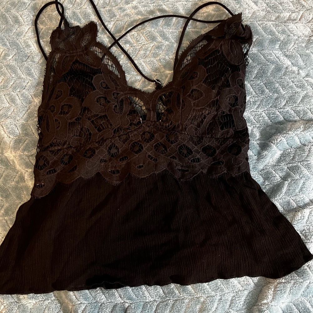 Black Lace Tank Crop Top!